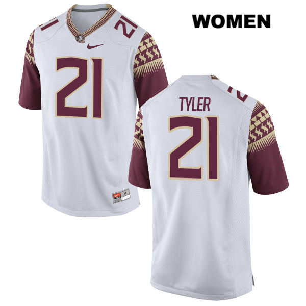 Women's NCAA Nike Florida State Seminoles #21 Logan Tyler College White Stitched Authentic Football Jersey AGK7069DX